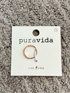 Pura Vida Rose Gold Textured Beaded Ring
